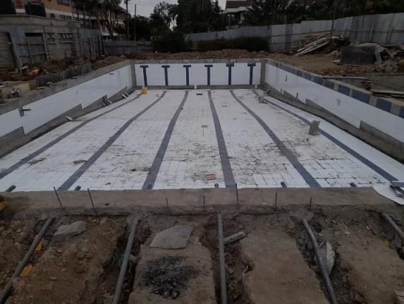 Construction site for a swimming pool