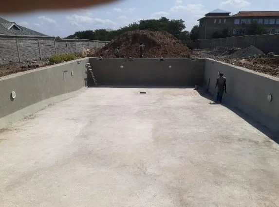 Swimming pool under construction